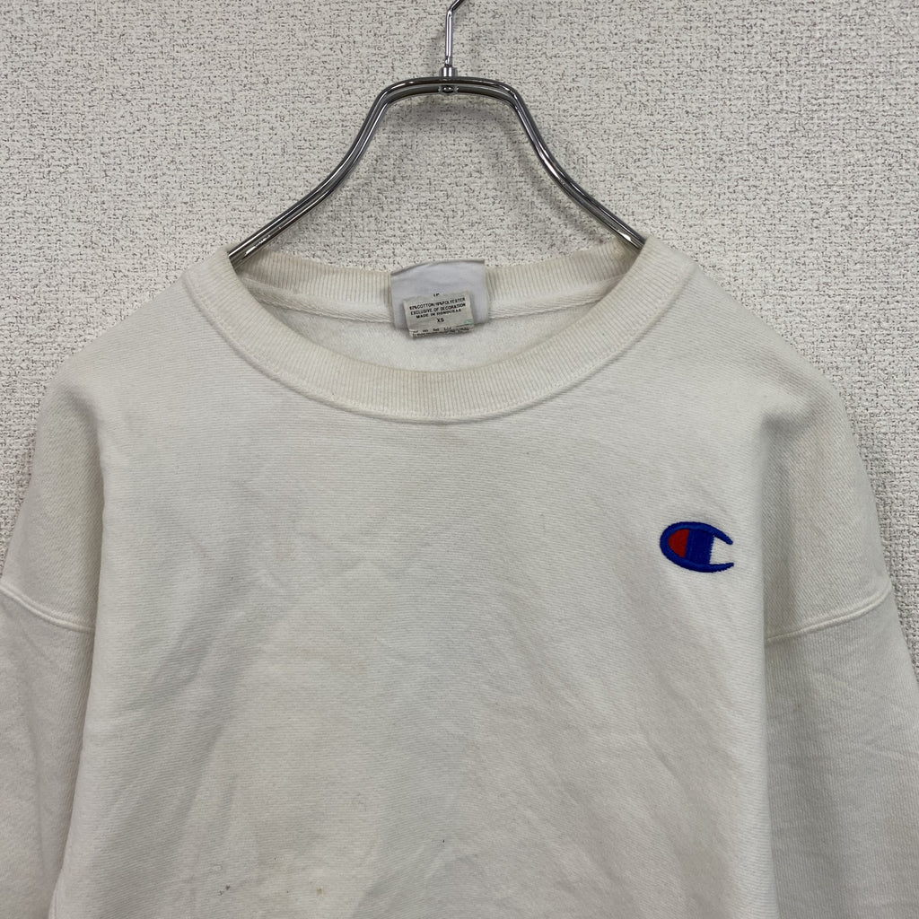 Champion　チャンピオン　リバースウィーブ　スウェット/トレーナー　ヘビーウエイト　刺繍ロゴ　現行　白　ホワイト　XSサイズ　古着