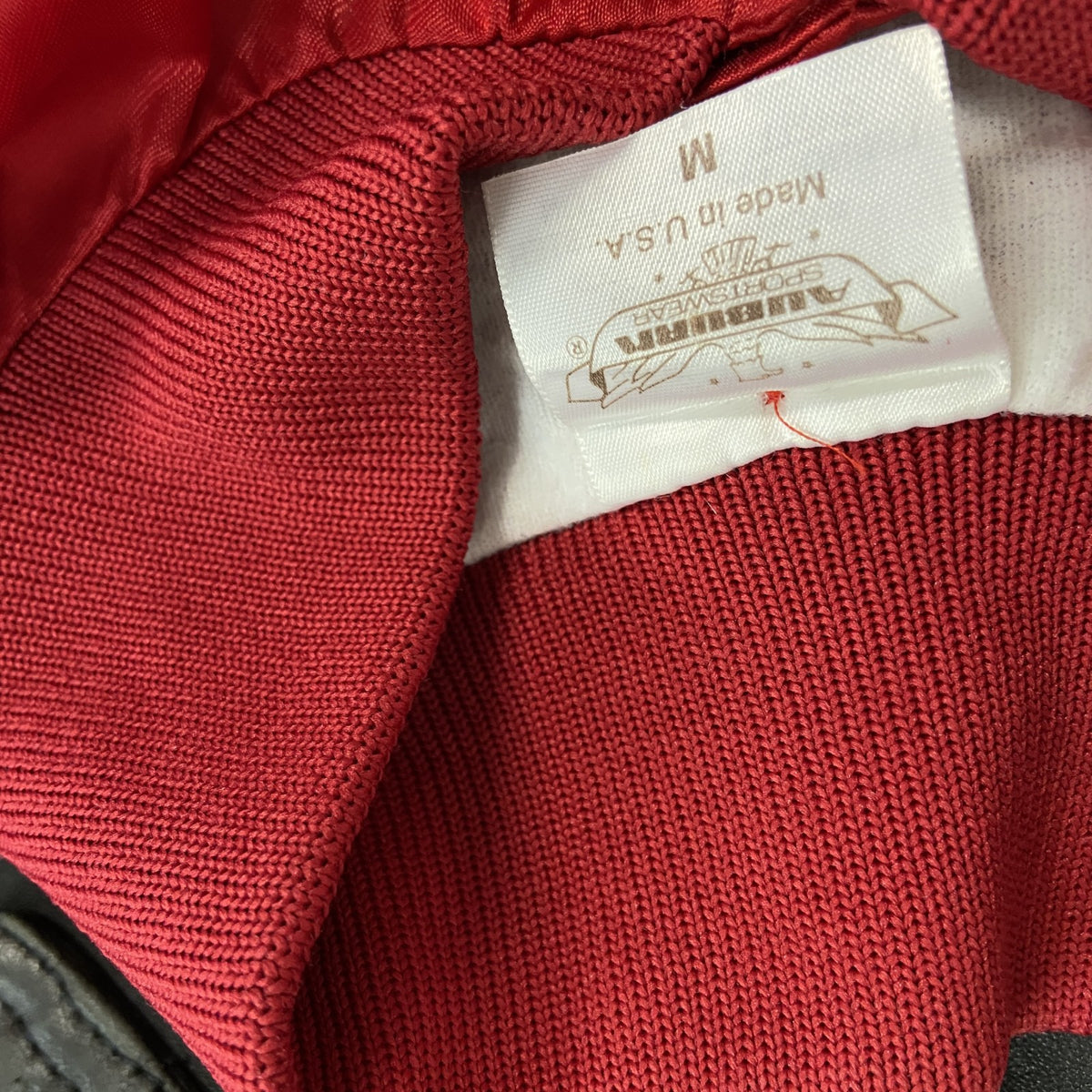 ～90s　AUBURN SPORTSWEAR　スタジャン/スタジアムジャケット　刺繍ロゴ　ヴィンテージ　赤　レッド　Mサイズ スタジアムジャンパー メンズ ナイロン 古着