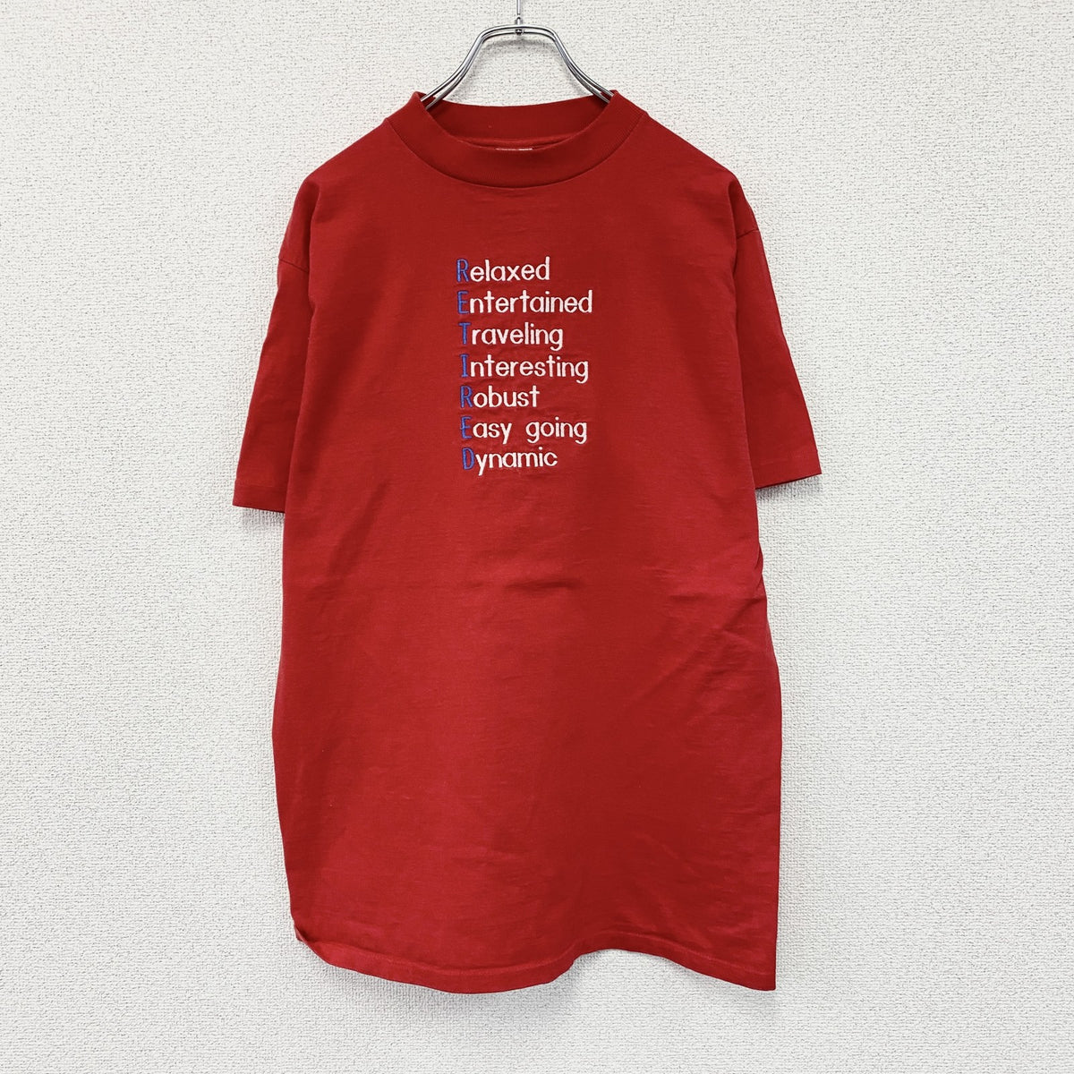 T-Plus　半袖Tシャツ　ヴィンテージ　シングルステッチ　刺　赤　レッド　Lサイズ　古着
