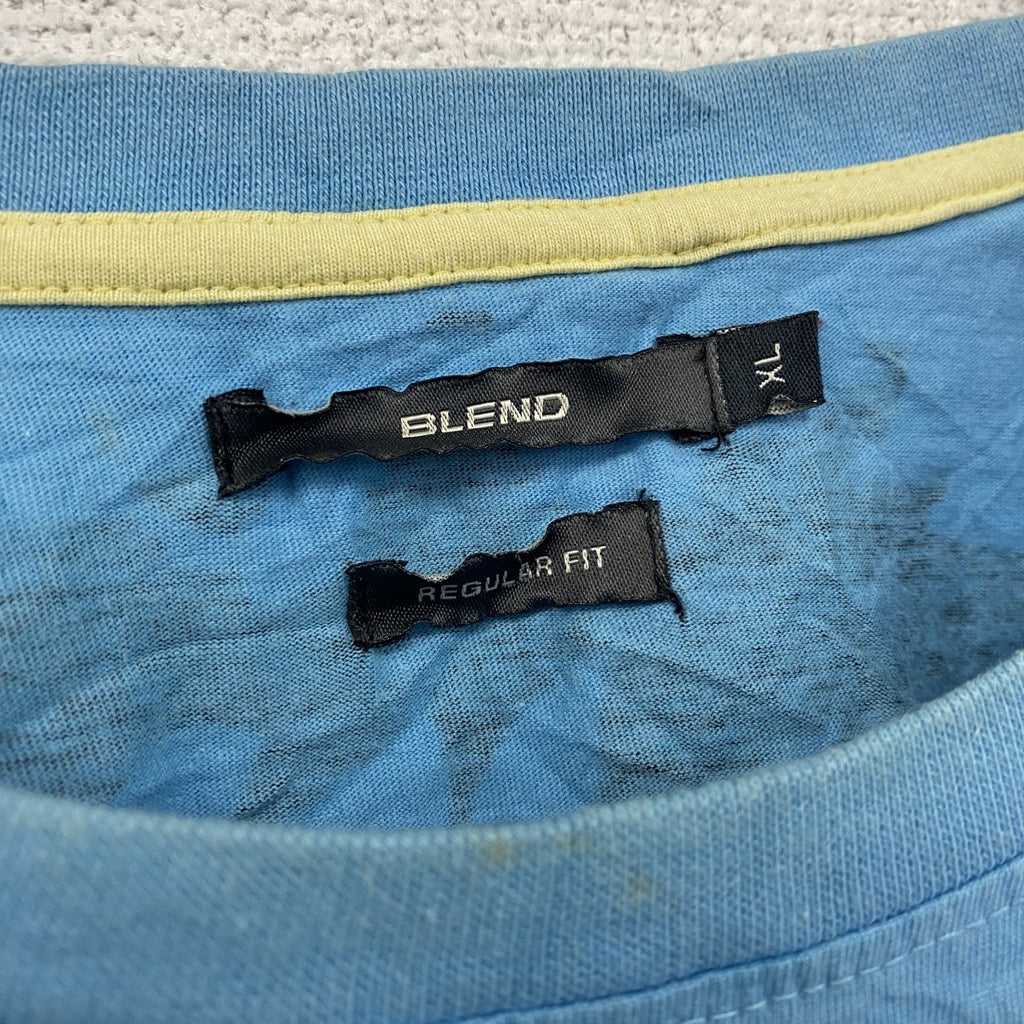 BLEND　半袖プリントアニマルTシャツ　シングルステッチ　EdHardy風　虎　水色　ライトブルー　XLサイズ　古着