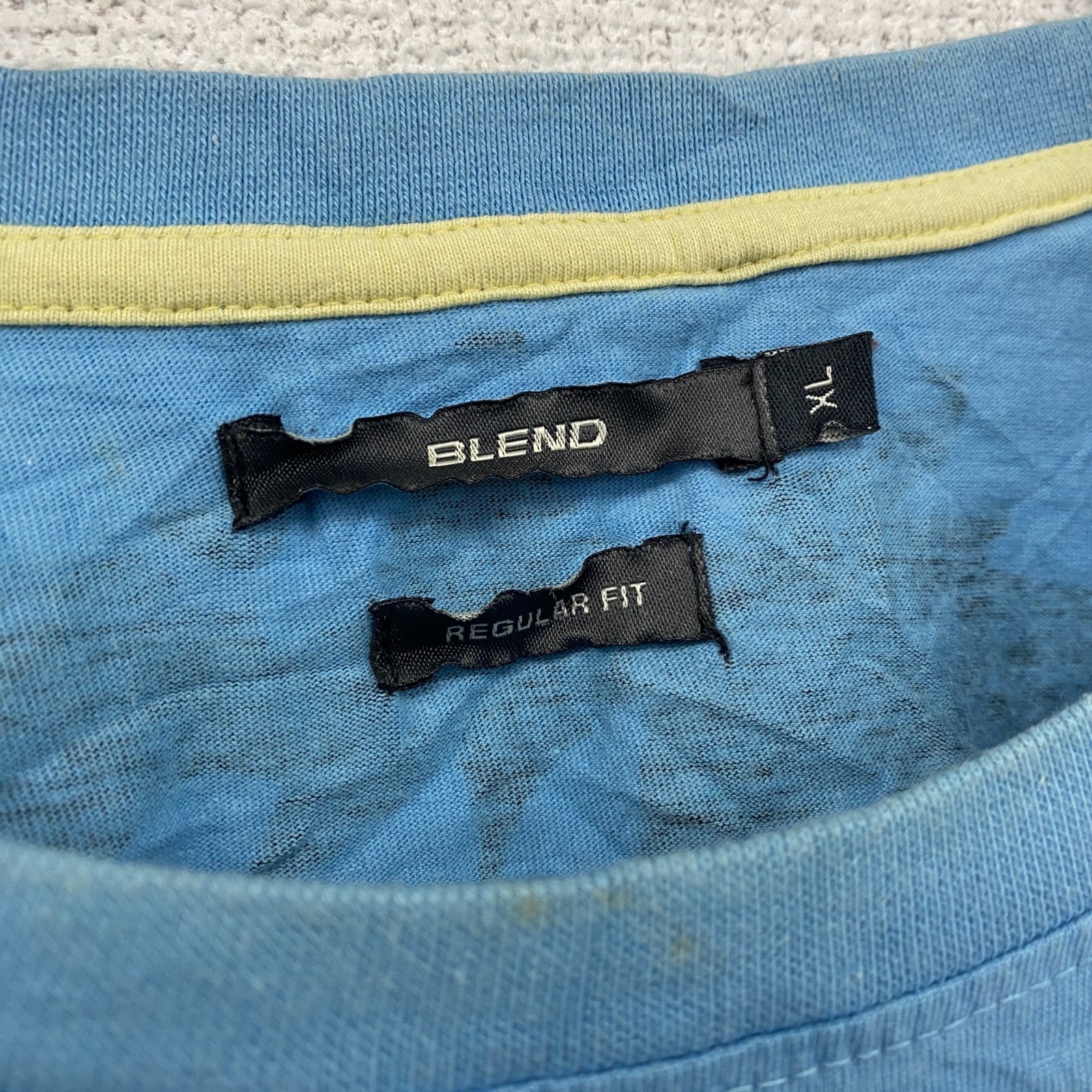 BLEND　半袖プリントアニマルTシャツ　シングルステッチ　EdHardy風　虎　水色　ライトブルー　XLサイズ　古着