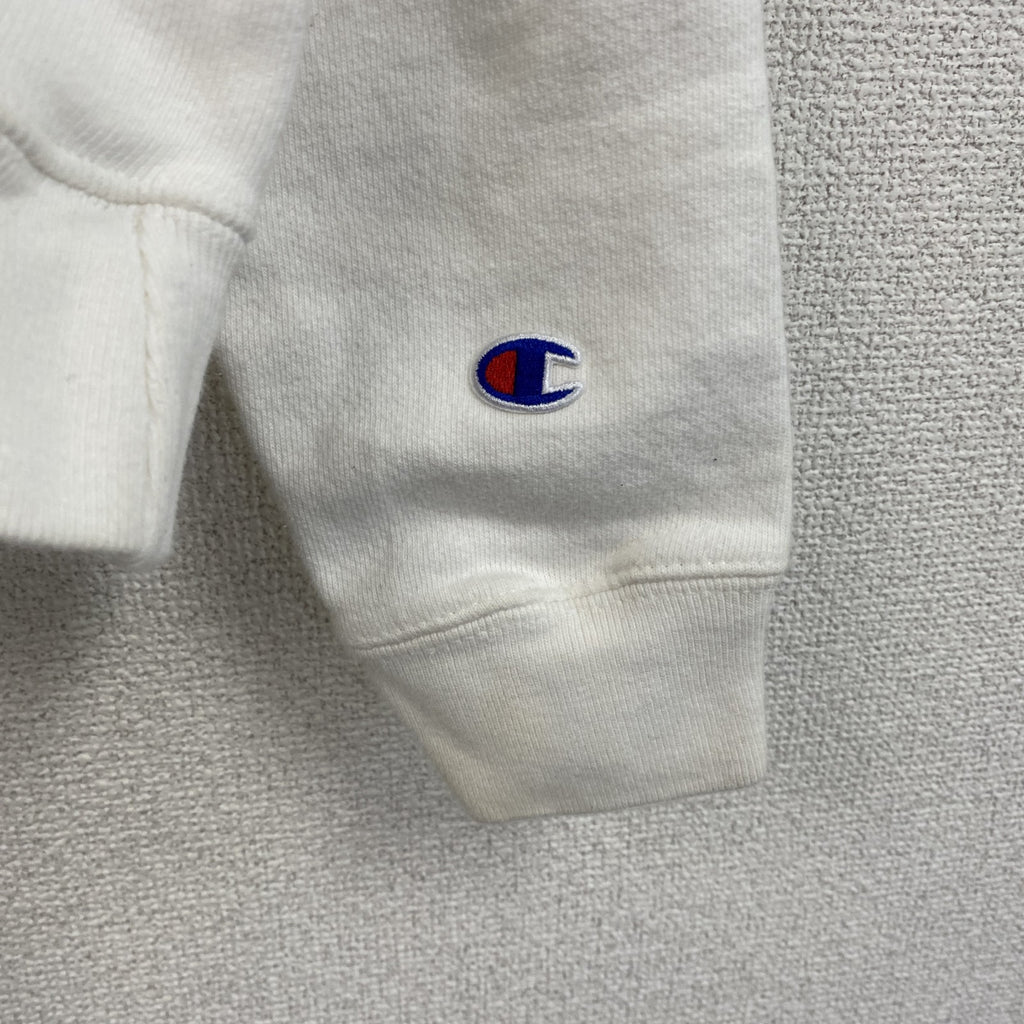 Champion　チャンピオン　リバースウィーブ　スウェットパーカー/フーディー　刺繍ロゴ　デカロゴ　現行　白　ホワイト　Sサイズ　古着