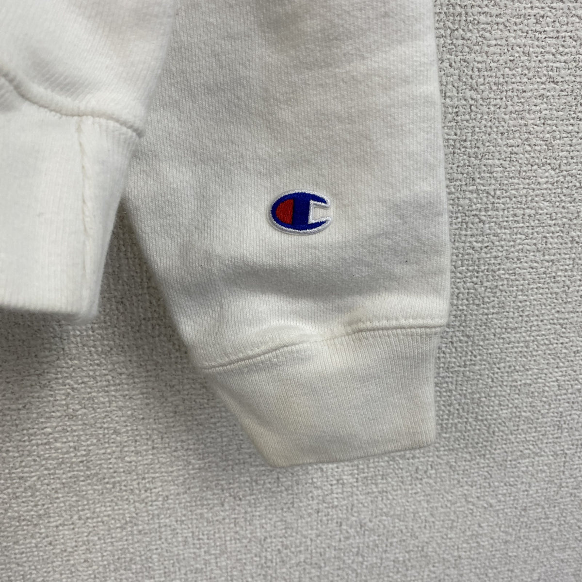 Champion　チャンピオン　リバースウィーブ　スウェットパーカー/フーディー　刺繍ロゴ　デカロゴ　現行　白　ホワイト　Sサイズ　古着