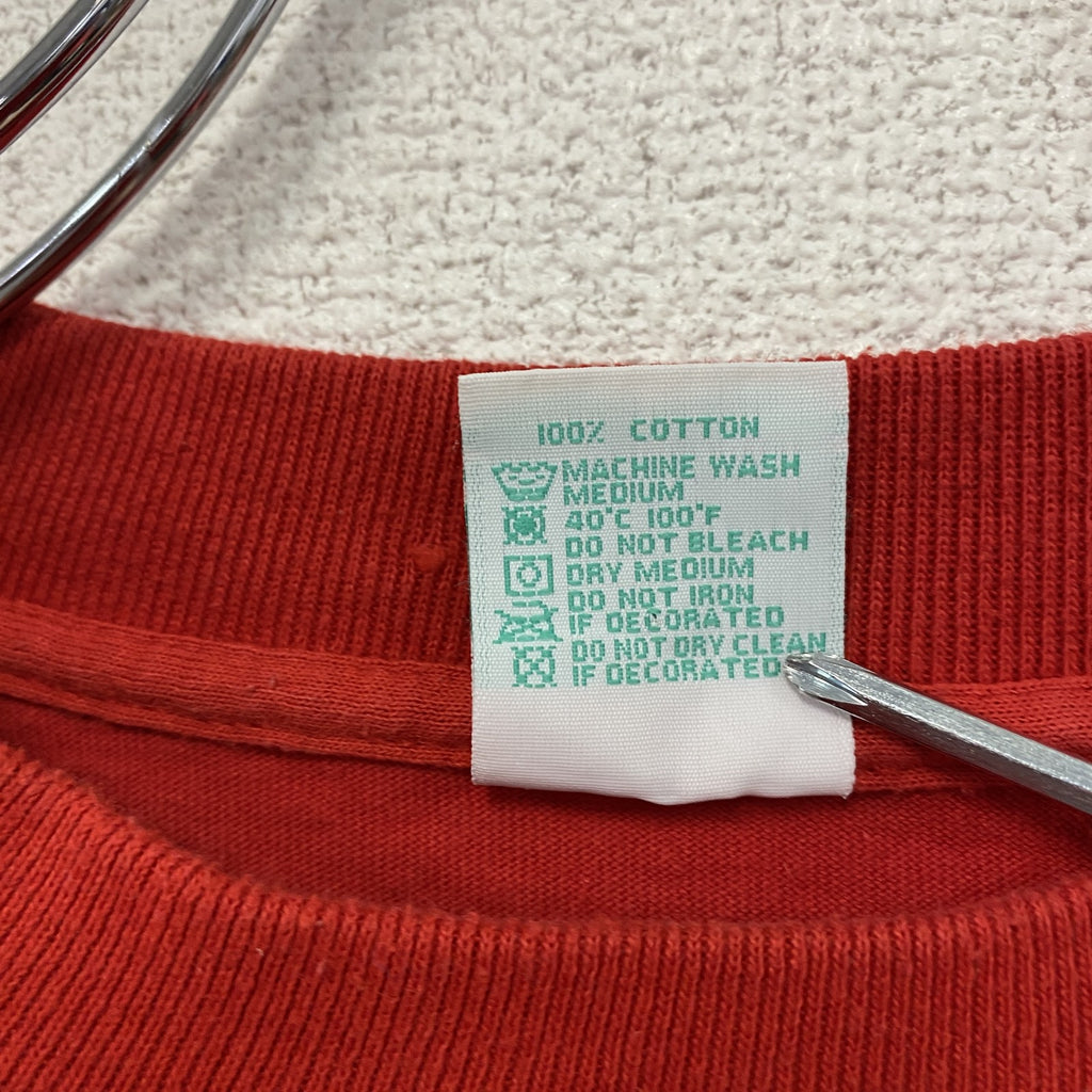 T-Plus　半袖Tシャツ　ヴィンテージ　シングルステッチ　刺　赤　レッド　Lサイズ　古着