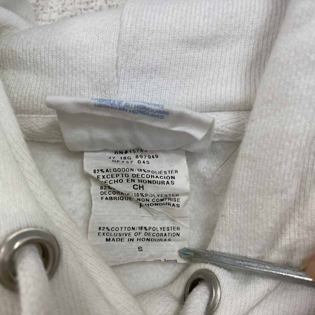 Champion　チャンピオン　リバースウィーブ　スウェットパーカー/フーディー　刺繍ロゴ　デカロゴ　現行　白　ホワイト　Sサイズ　古着
