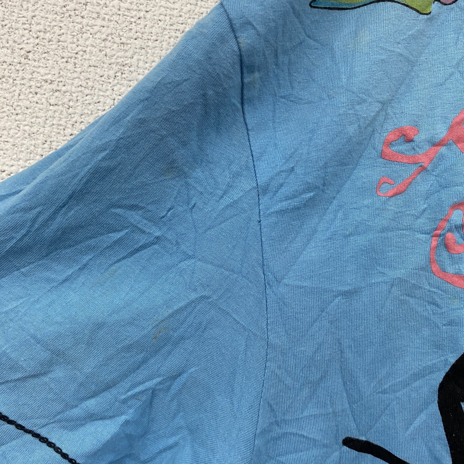 BLEND　半袖プリントアニマルTシャツ　シングルステッチ　EdHardy風　虎　水色　ライトブルー　XLサイズ　古着