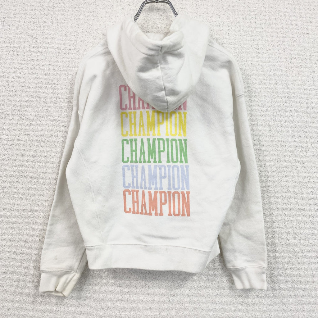 Champion　チャンピオン　リバースウィーブ　スウェットパーカー/フーディー　刺繍ロゴ　デカロゴ　現行　白　ホワイト　Sサイズ　古着