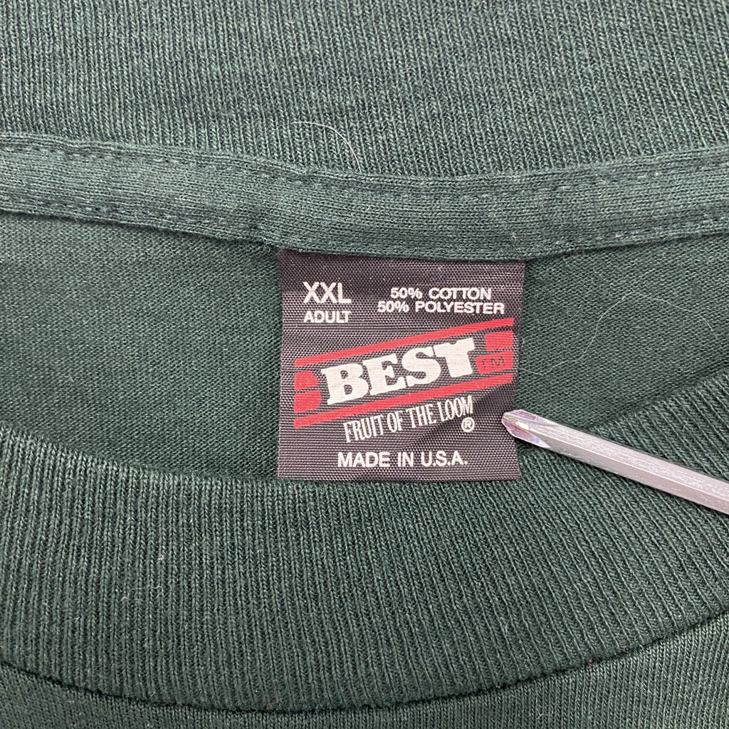 FRUIT OF THE LOOM　フルーツオブザルーム　BEST　半袖プリントTシャツ　ヴィンテージ　シングルステッチ　緑　グリーン　2XLサイズ　古着