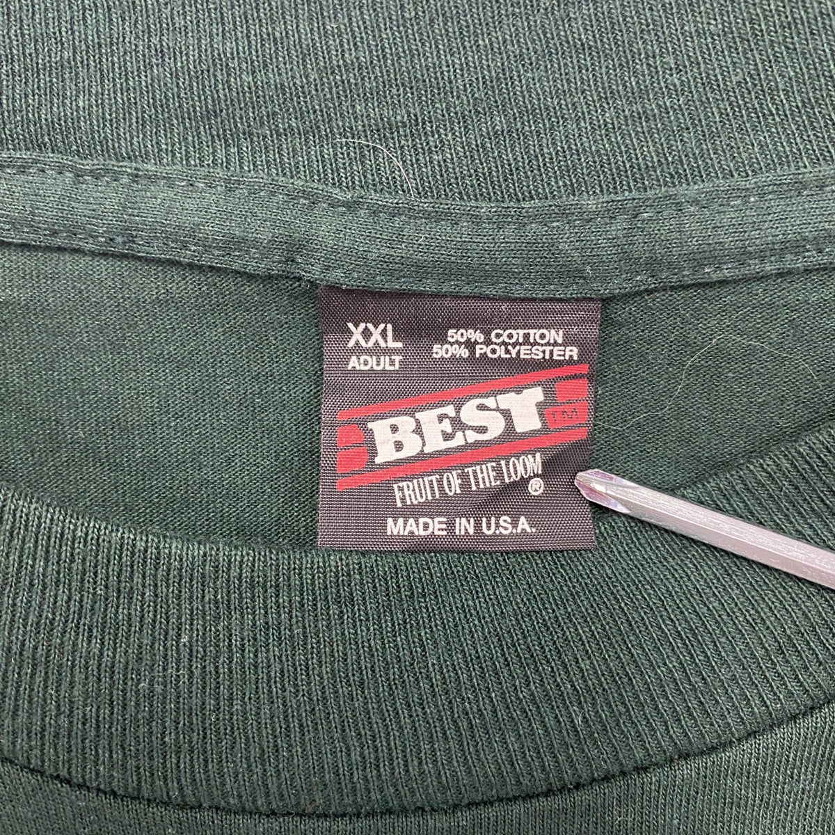 FRUIT OF THE LOOM　フルーツオブザルーム　BEST　半袖プリントTシャツ　ヴィンテージ　シングルステッチ　緑　グリーン　2XLサイズ　古着