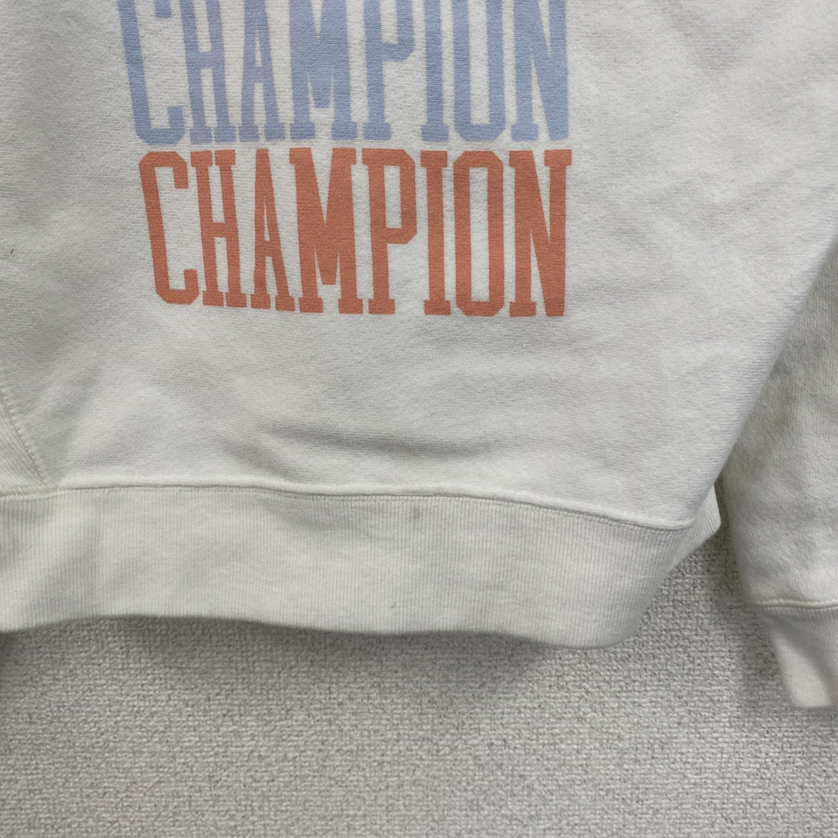 Champion　チャンピオン　リバースウィーブ　スウェットパーカー/フーディー　刺繍ロゴ　デカロゴ　現行　白　ホワイト　Sサイズ　古着