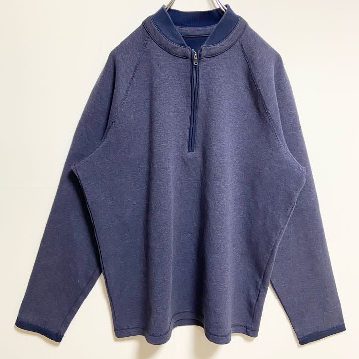 古着 used　adidas　アディダス　長袖ハーフジップスウェット　トレーナー　ノームコア　ネイビー　秋冬服　Lサイズ