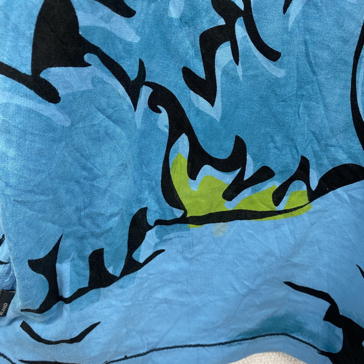 BLEND　半袖プリントアニマルTシャツ　シングルステッチ　EdHardy風　虎　水色　ライトブルー　XLサイズ　古着