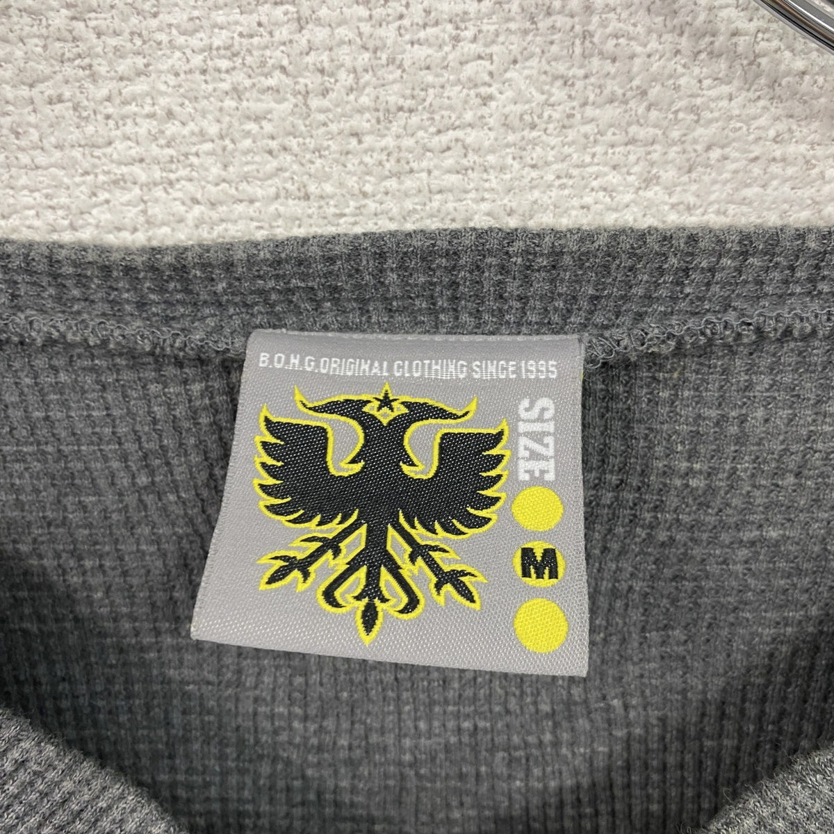 B.O.H.G. ORIGINAL CLOTHING　フルジップ長袖Tシャツ　サーマルロンT　8連プリント　ダークグレー　Mサイズ　古着