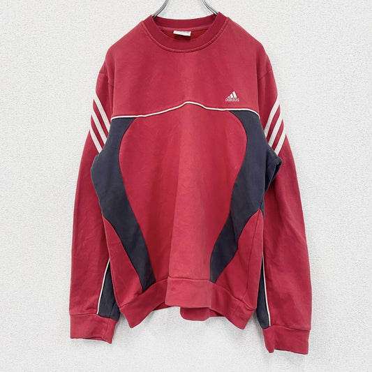 00s　adidas　アディダス　スウェット/トレーナー　パフォーマンスロゴ　ヴィンテージ　赤　レッド　Mサイズ