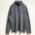 OCEANCOAST　ハーフジップスウェット/トレーナー　ワンポイント　モノクロ　ビッグシルエット　ダークグレー　Mサイズ　古着
