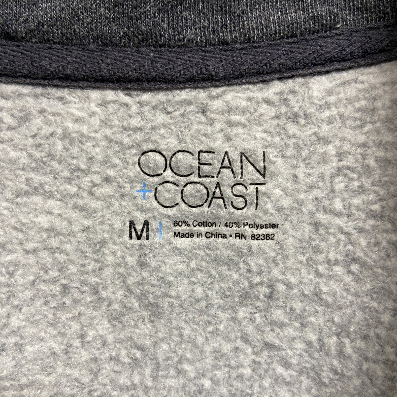 OCEANCOAST　ハーフジップスウェット/トレーナー　ワンポイント　モノクロ　ビッグシルエット　ダークグレー　Mサイズ　古着