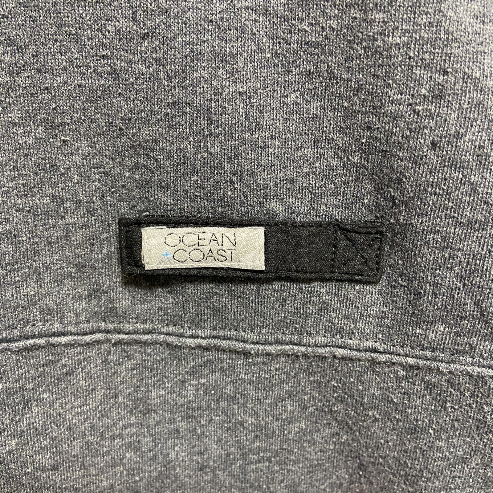 OCEANCOAST　ハーフジップスウェット/トレーナー　ワンポイント　モノクロ　ビッグシルエット　ダークグレー　Mサイズ　古着