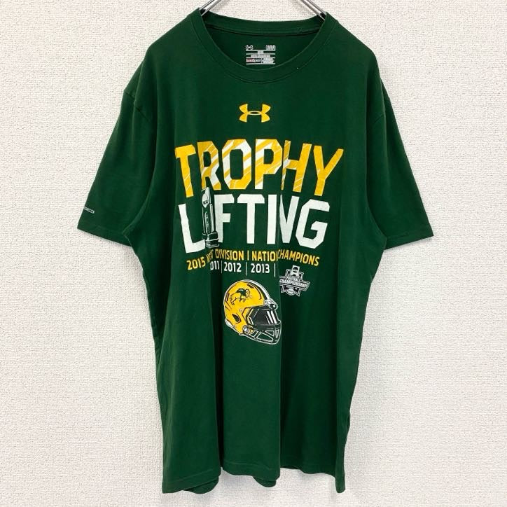 UNDER ARMOUR アンダーアーマー　半袖プリントTシャツ　NCAA　アメフト　クルーネック　緑　グリーン　Lサイズ　古着