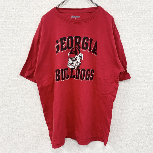 Champion　チャンピオン　GEORGIA BULLDOGS　半袖プリントTシャツ　3連プリント　赤　レッド　XLサイズ