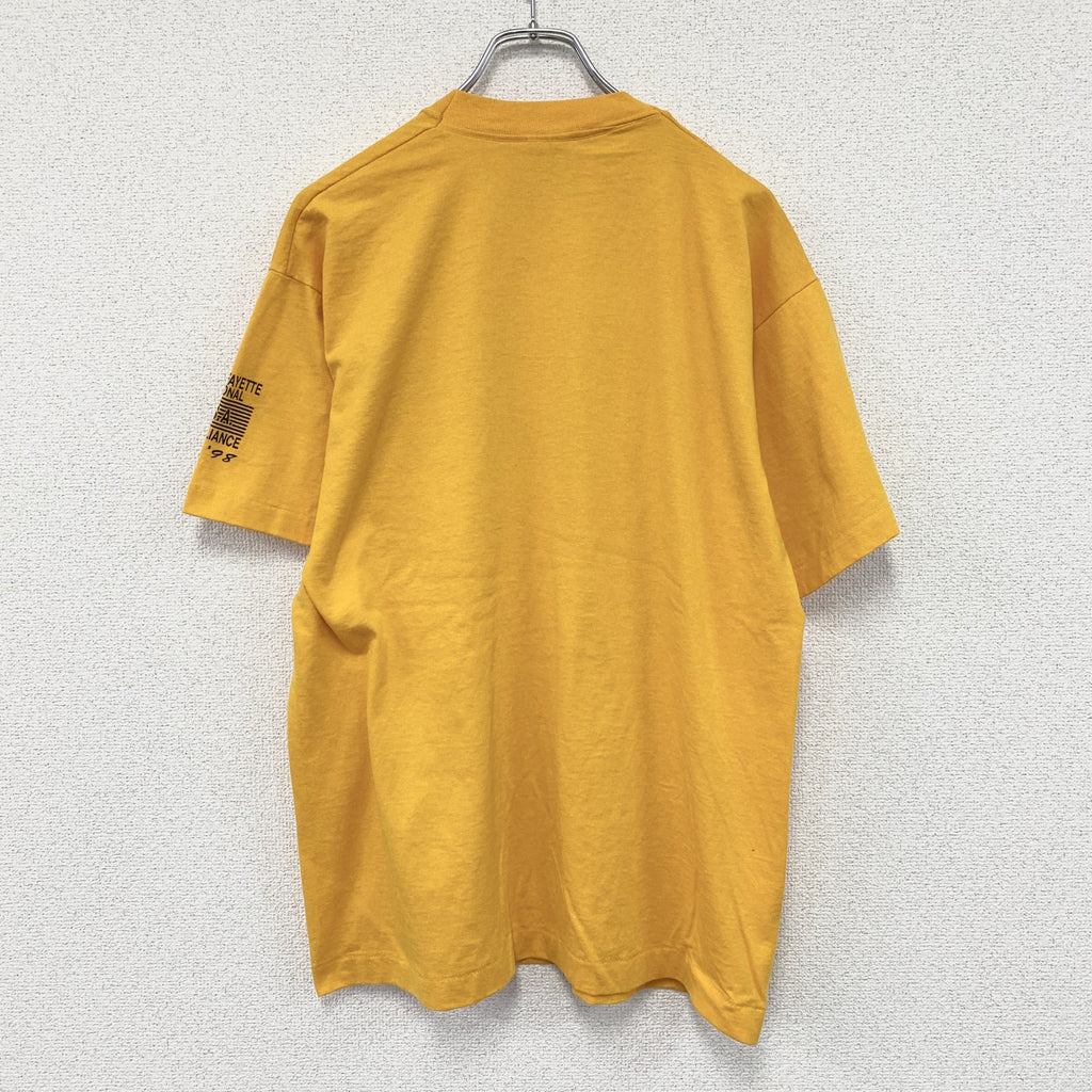 FRUIT OF THE LOOM　フルーツオブザルーム　BEST　半袖プリントTシャツ　ヴィンテージ　シングルステッチ　黄色　イエロー　Lサイズ　古着