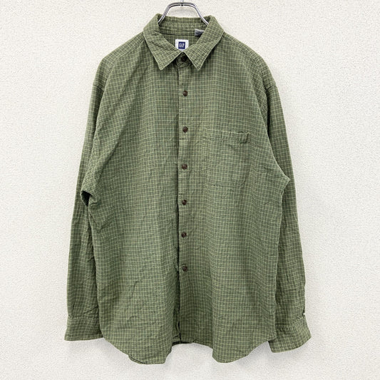 90s～　OLD GAP　オールドギャップ　長袖チェック柄ネルシャツ　ヴィンテージ　緑　グリーン　Lサイズ