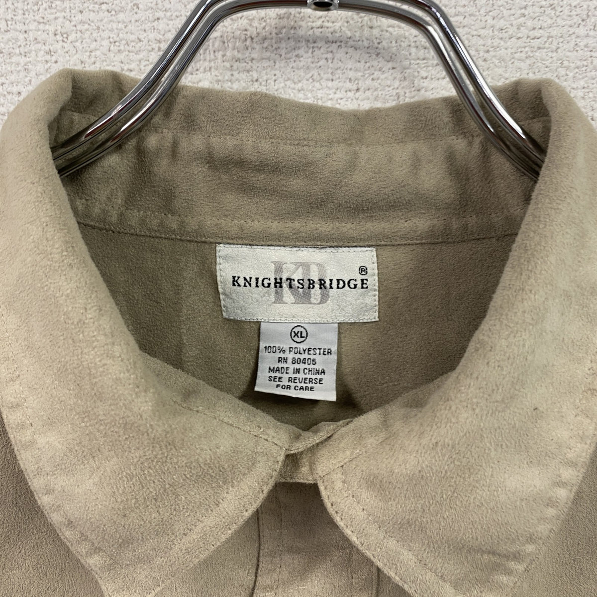 KNIGHTSBRIDGE　ナイツブリッジ　長袖シャツ　フェイクスエード　2つポケット　ベージュ　XLサイズ　古着