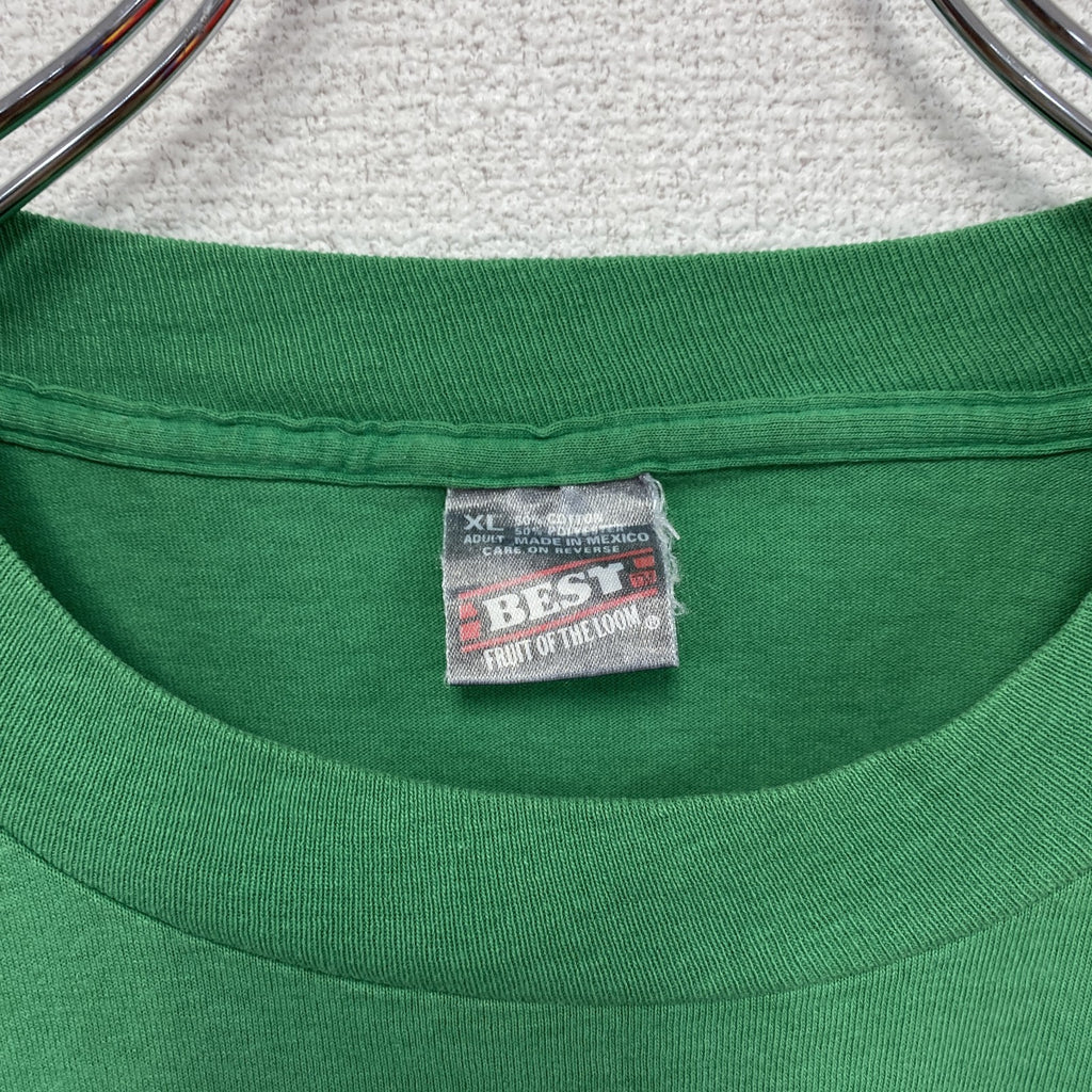 FRUIT OF THE LOOM　フルーツオブザルーム　BEST　半袖プリントTシャツ　ヴィンテージ　シングルステッチ　緑　グリーン　XLサイズ カットソー メンズ コットン 古着