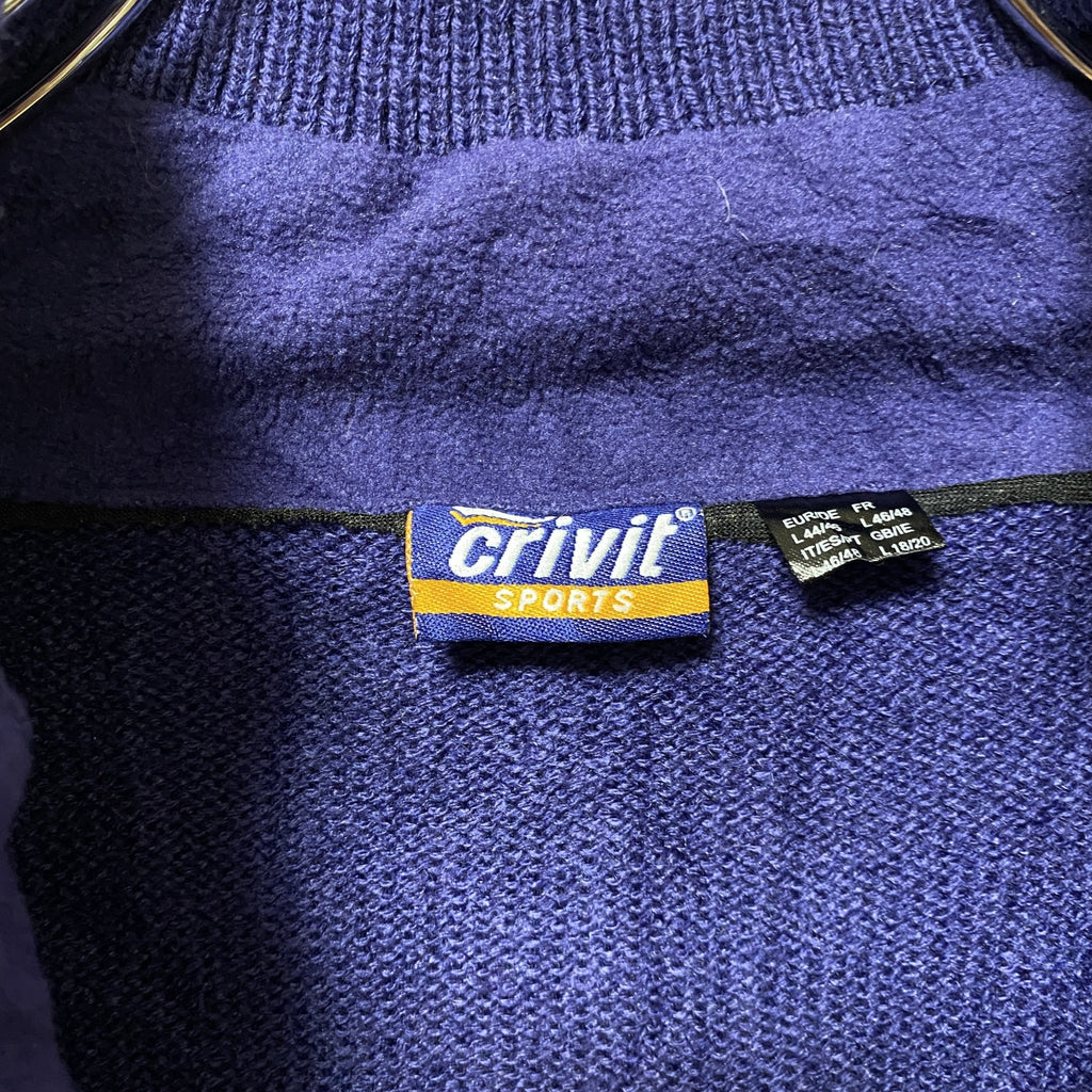 crivit　長袖ノルディック柄ニット　セーター　ハーフジップ　ネイビー　紺　ピンク　個性的　Lサイズ　古着