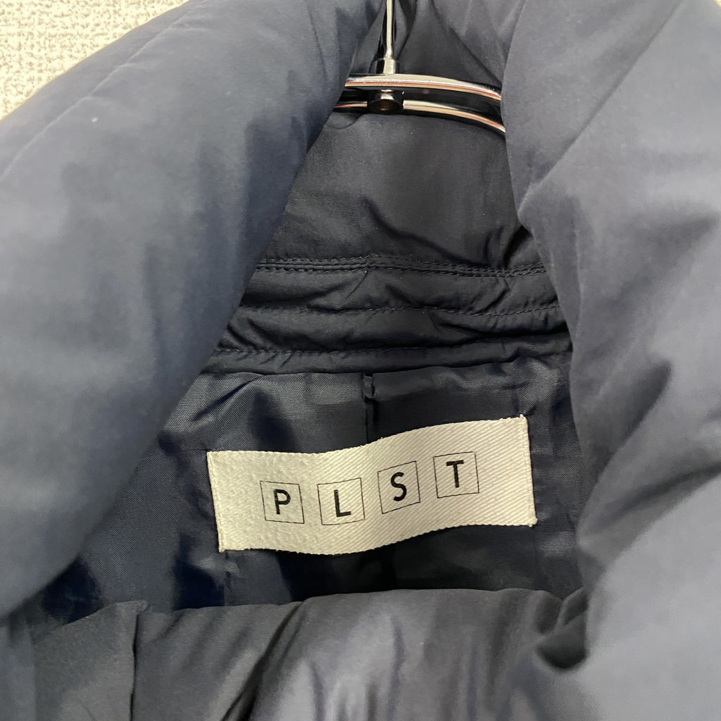 PLST　プラステ　ストレッチタフタビックカラーダウンコート　ダウン90%　紺　ネイビー　Sサイズ　古着