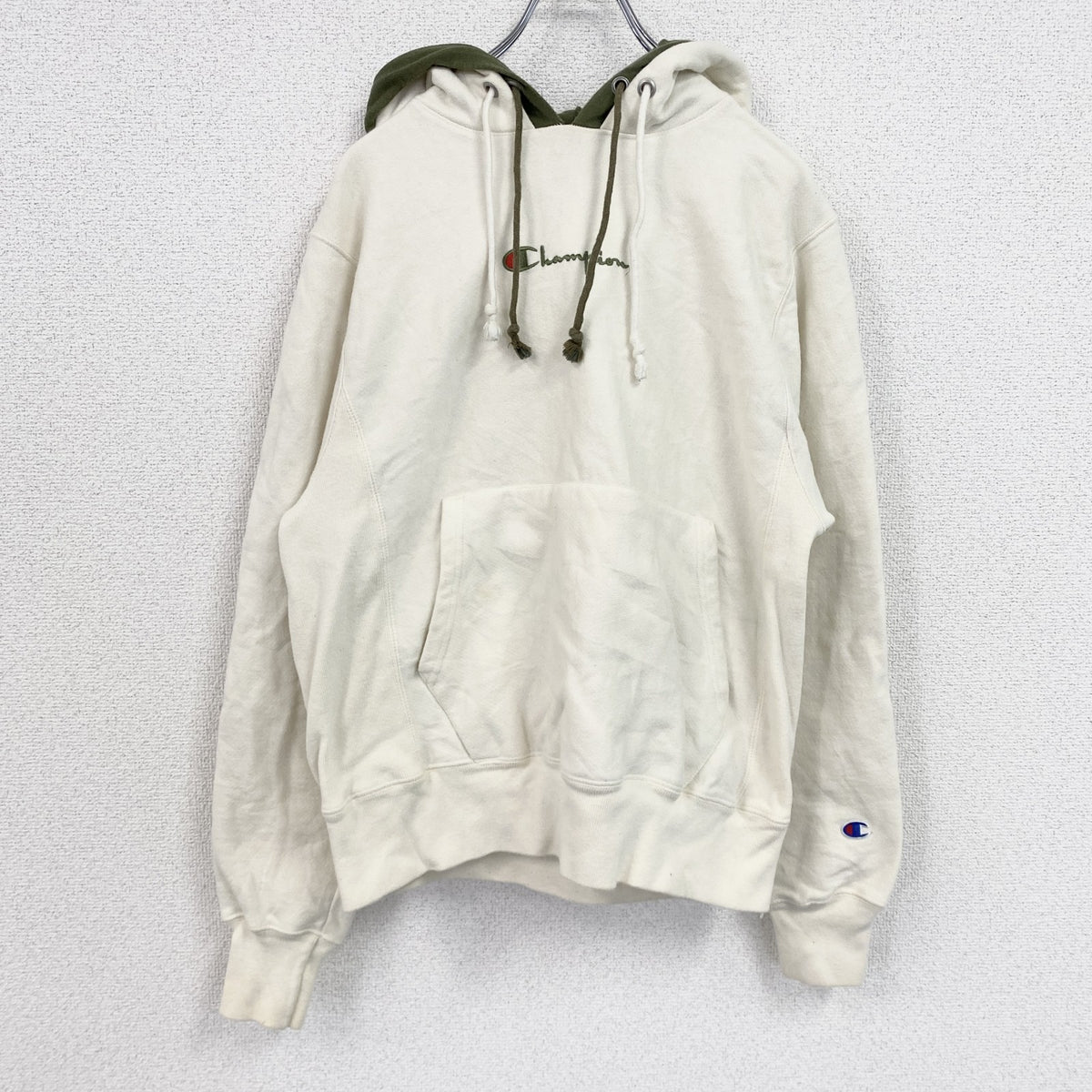 Champion　チャンピオン　リバースウィーブ　スウェットパーカー/フーディー　アイボリー　Sサイズ　古着
