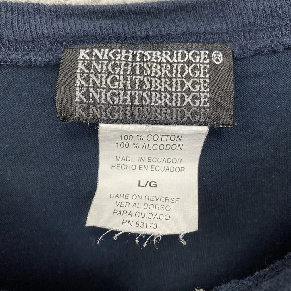 KNIGHTSBRIDGE　半袖無地Tシャツ　シンプルデザイン　ノームコア　ヘンリーネック　ネイビー　紺　Lサイズ　古着