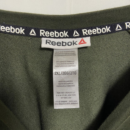 古着 used　Reebok　リーボック　長袖ロゴプリントスウェット　トレーナー　緑　グリーン　ビッグシルエット　2XLサイズ