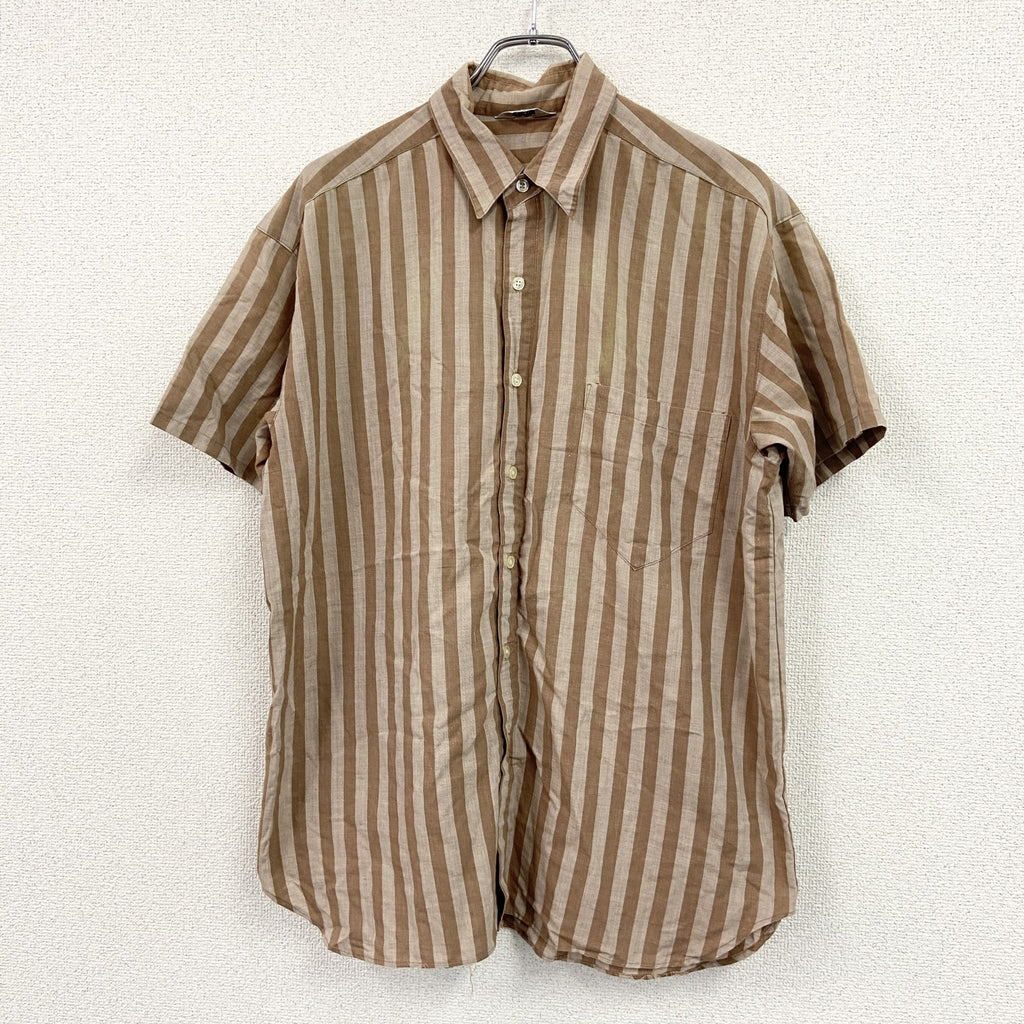 70s～80s　THE DOES CO.,LTB　半袖シャツ　ストライプ柄　茶色　ブラウン　古着