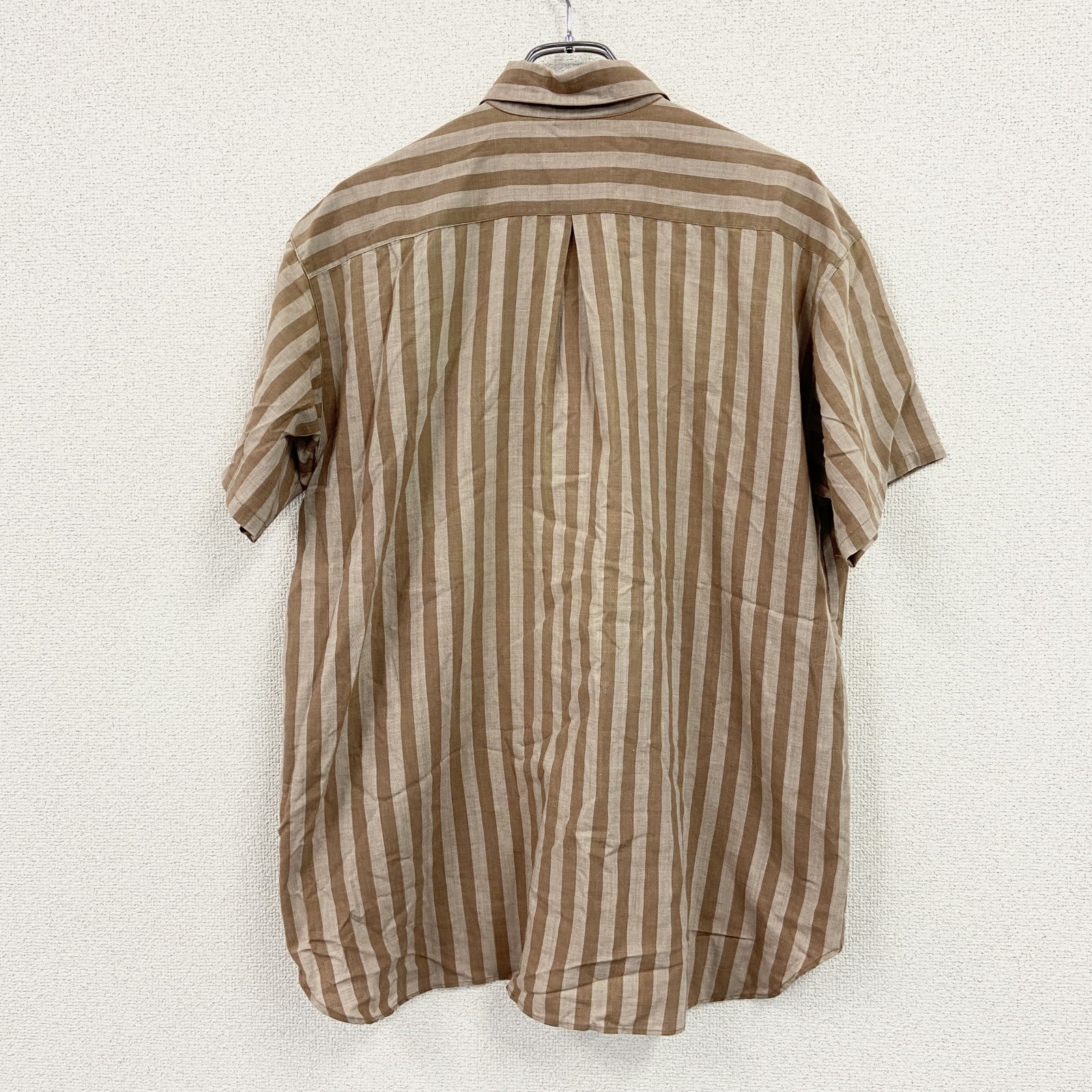 70s～80s　THE DOES CO.,LTB　半袖シャツ　ストライプ柄　茶色　ブラウン　古着