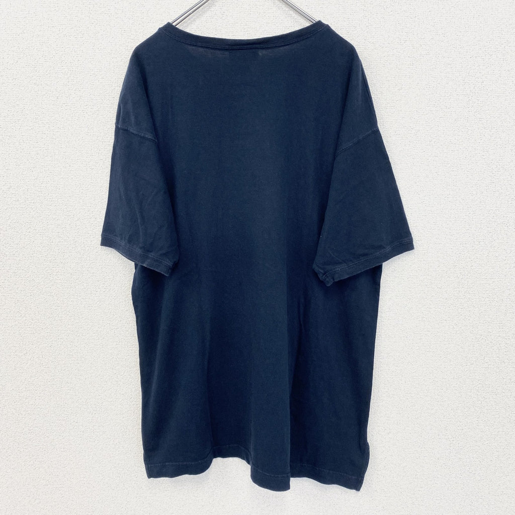 KNIGHTSBRIDGE　半袖無地Tシャツ　シンプルデザイン　ノームコア　ヘンリーネック　ネイビー　紺　Lサイズ　古着