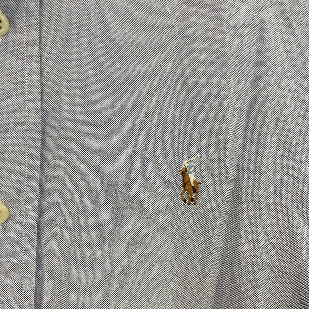 RALPH LAUREN　ラルフローレン　長袖ボタンダウンシャツ　水色　ライトブルー　15-32サイズ　古着