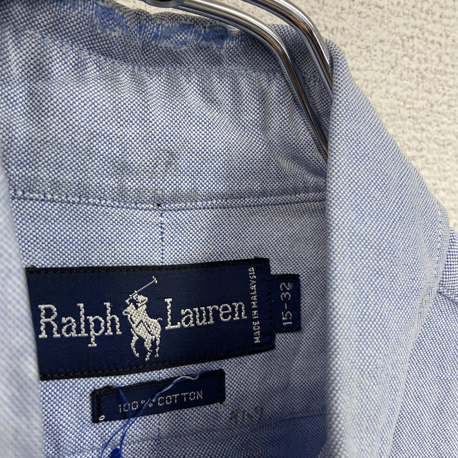 RALPH LAUREN　ラルフローレン　長袖ボタンダウンシャツ　水色　ライトブルー　15-32サイズ
