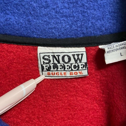 古着 used　SNOWFLEECE　長袖ハーフジップフリース　ブルゾン　ワンポイント刺繡　赤　レッド　秋冬服　Lサイズ