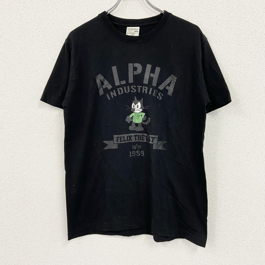 ALPHA INDUSTRIES　アルファインダストリーズ　半袖プリントTシャツ　黒　ブラック　Lサイズ