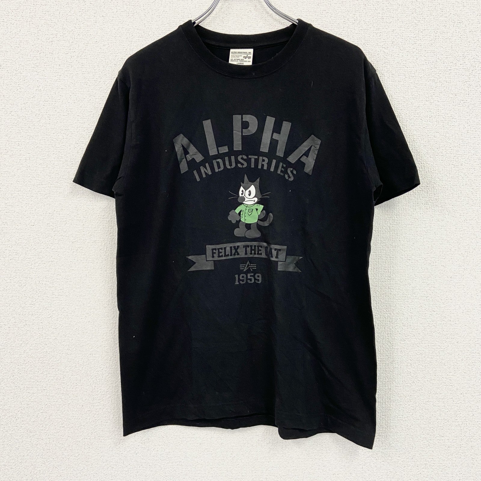 ALPHA INDUSTRIES　アルファインダストリーズ　半袖プリントTシャツ　黒　ブラック　Lサイズ