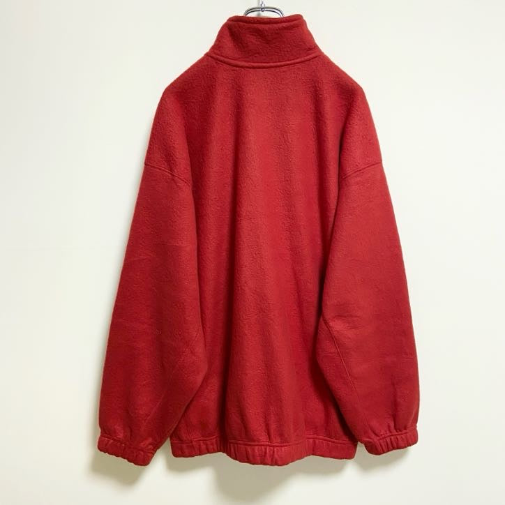 ～90s　SNOWFLEECE　長袖ハーフジップフリース　ハイネックブルゾン　ワンポイント刺繍　赤　レッド　Lサイズ　　ヴィンテージ　古着