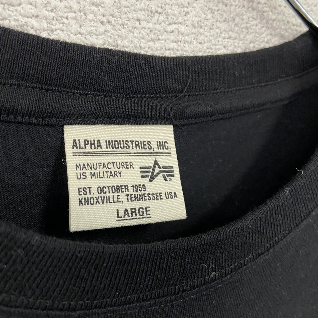 ALPHA INDUSTRIES　アルファインダストリーズ　半袖プリントTシャツ　黒　ブラック　Lサイズ