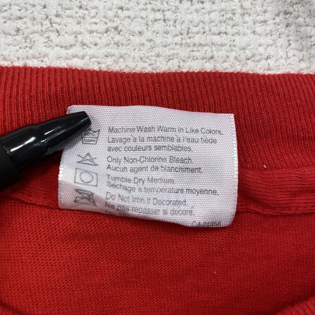 90s　Hanes　半袖プリントTシャツ　シングルステッチ　ヴィンテージ　赤　レッド　XLサイズ　古着