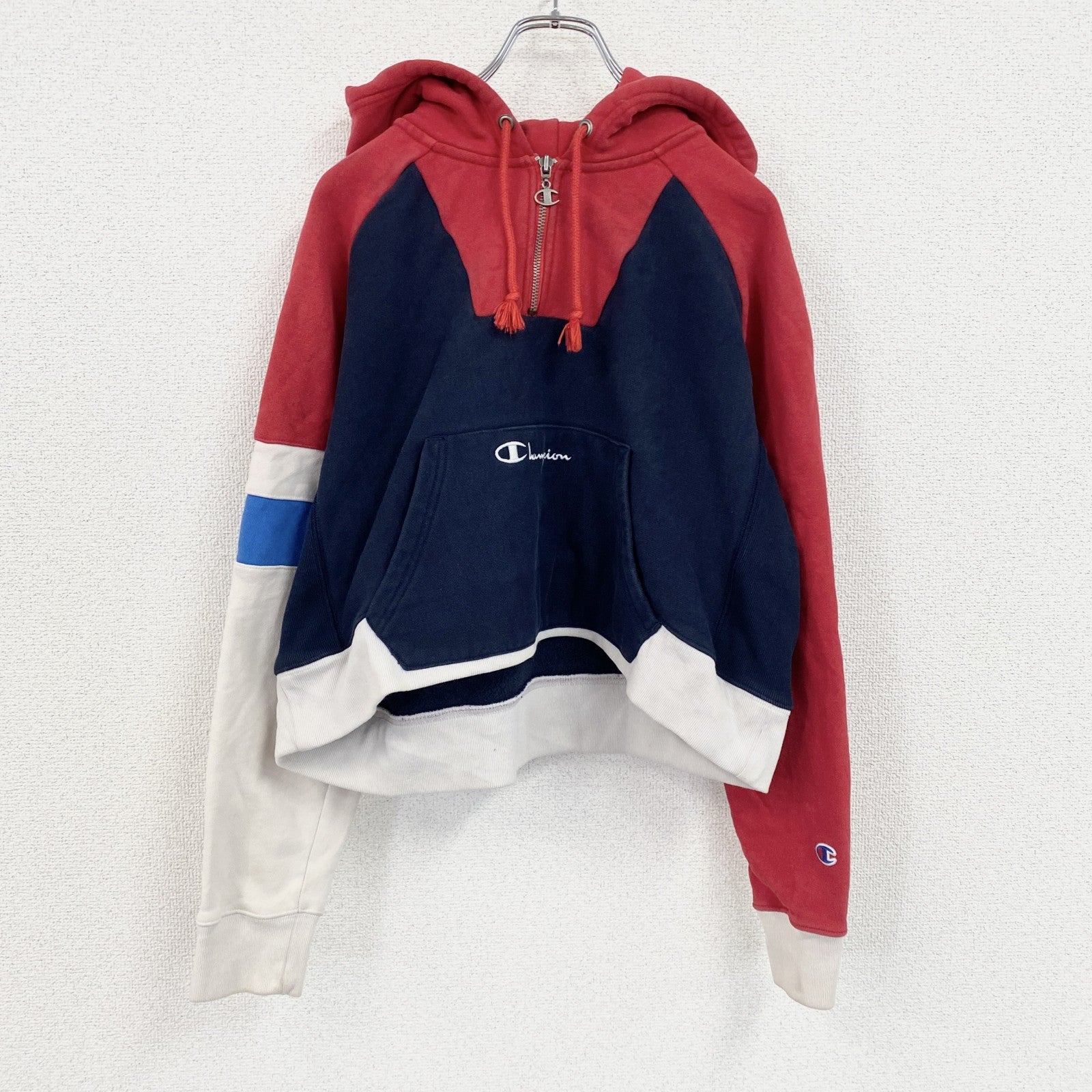 Champion　チャンピオン　スウェットパーカー/フーディー　紺　ネイビー　赤　レッド　古着