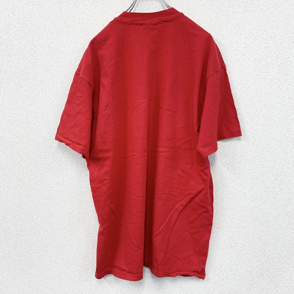 90s　Hanes　半袖プリントTシャツ　シングルステッチ　ヴィンテージ　赤　レッド　XLサイズ　古着