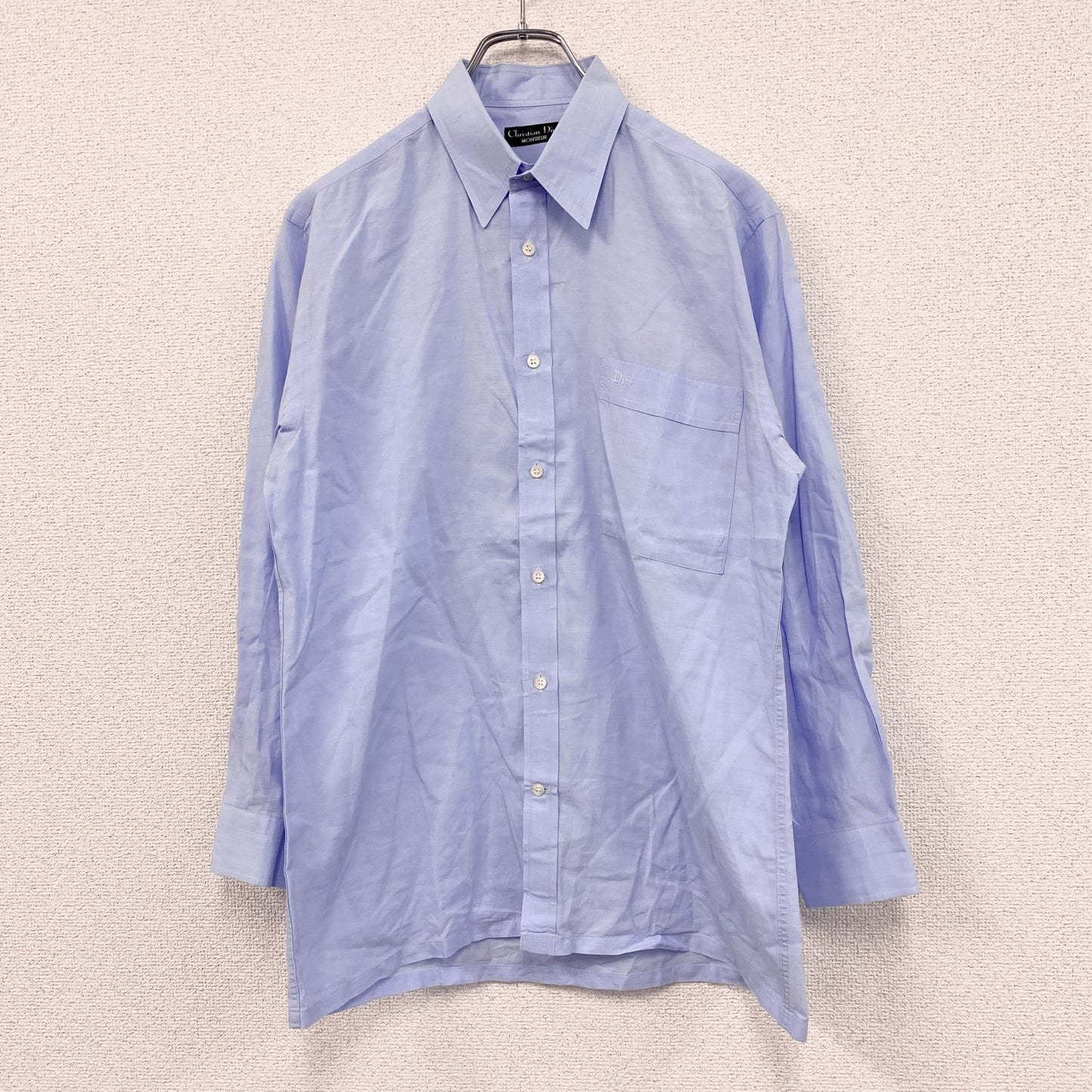 ～90s　Christian Dior MONSIEUR　クリスチャンディオール　長袖ドレスシャツ　ヴィンテージ　ブルー