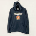 90s　FRUIT OF THE LOOM　フルーツオブザルーム　U.S MARINES　アメリカ海兵隊　スウェットパーカー/フーディー　黒　ブラック　Mサイズ　古着