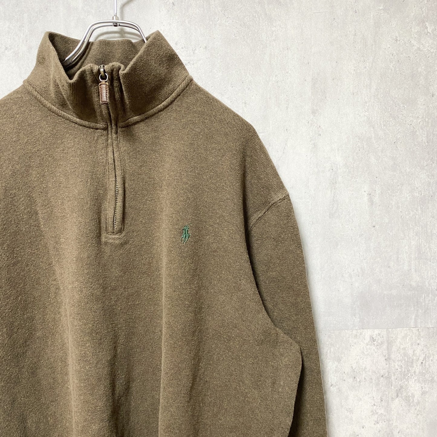 Polo by Ralph Lauren　ラルフローレン　ハーフジップスウェット　コットンニット　茶　XLサイズ　