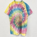 GILDAN ギルダン　半袖タイダイ柄Tシャツ　ワンポイント　バックプリント　クルーネック　Mサイズ　古着