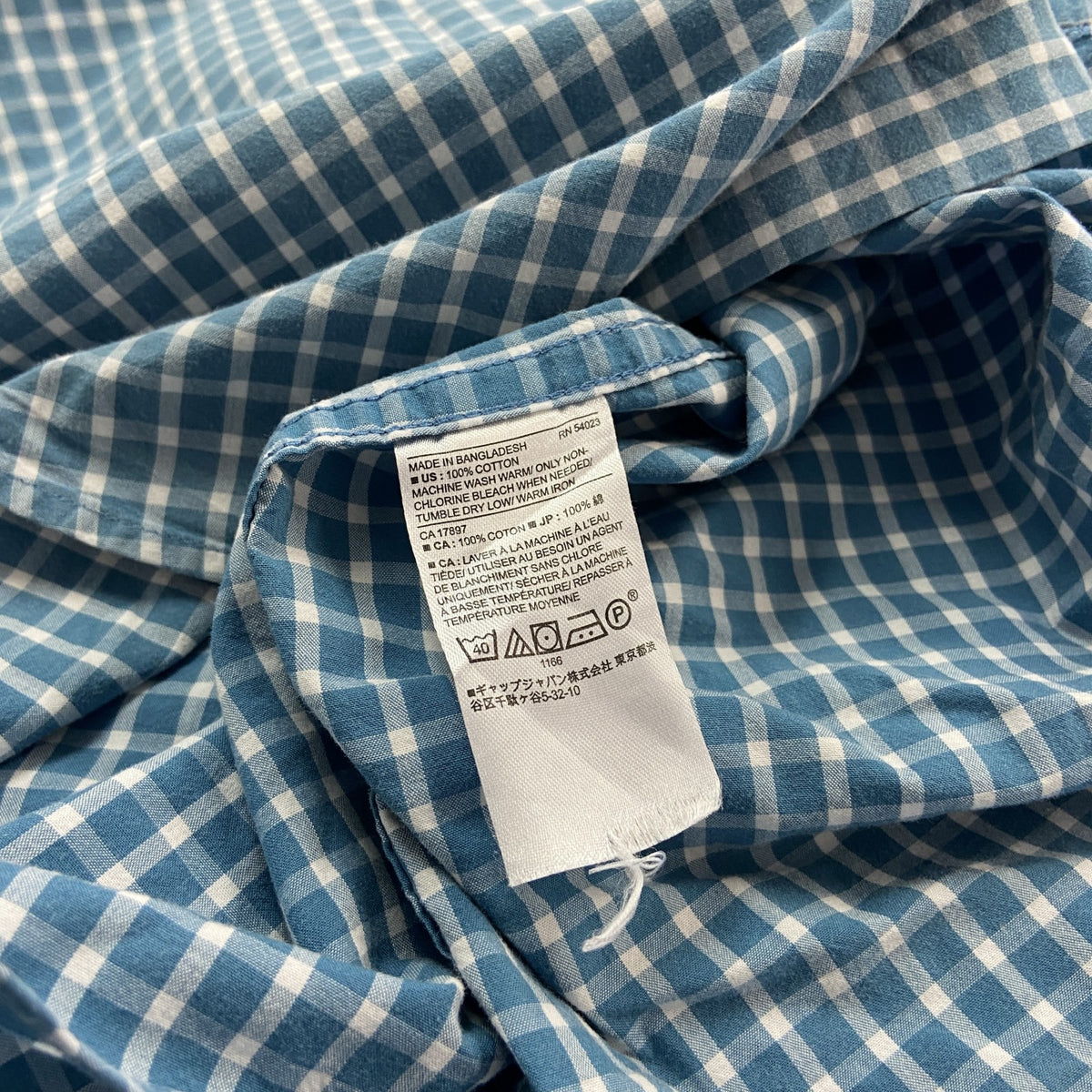 BANANA REPUBLIC　バナナ　パブリック　長袖シャツ　ギンガムチェック　青色　ライトブルー　XLサイズ　古着